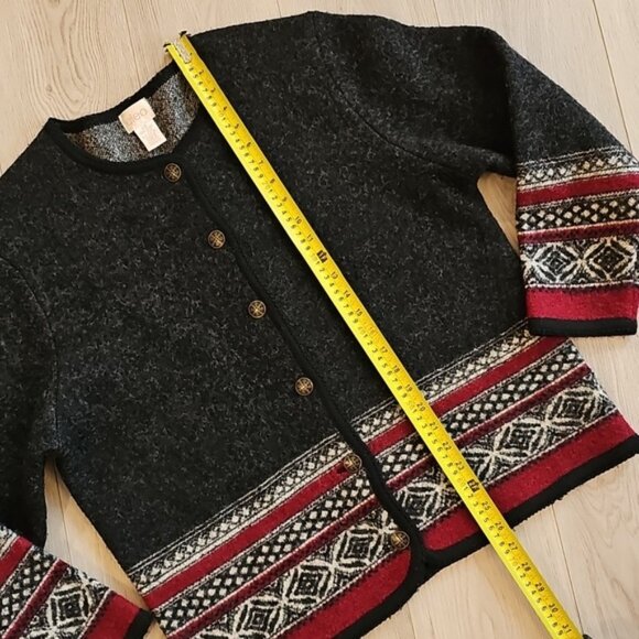 Vintage Cleo Nordic Wool Neuteral Cardigan Sweater Large - Picture 12 of 14